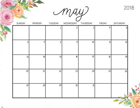 Calendar May Printable