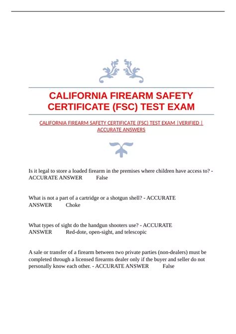 California Firearm Safety Test Answers Epub