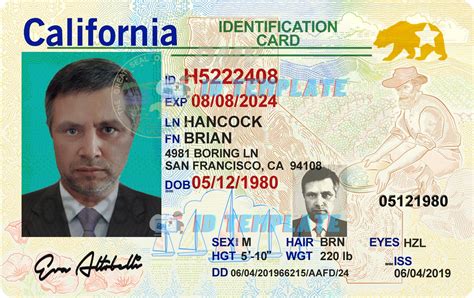 California Id Card Template