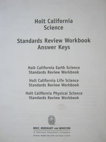 California Standards Review Workbook Answer Key Doc