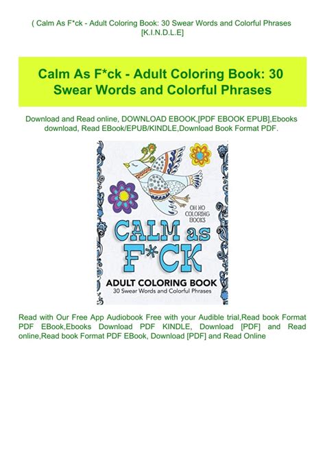 Calm As Fck Adult Coloring Book 30 Swear Words and Colorful Phrases Reader