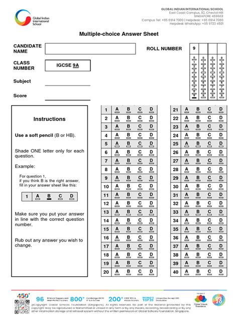 Cambridge Igcse Multiple Choice Answer Sheet Kindle Editon