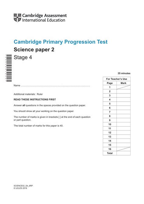 Cambridge Progression Test Papers Science Grade 3 pdf Kindle Editon