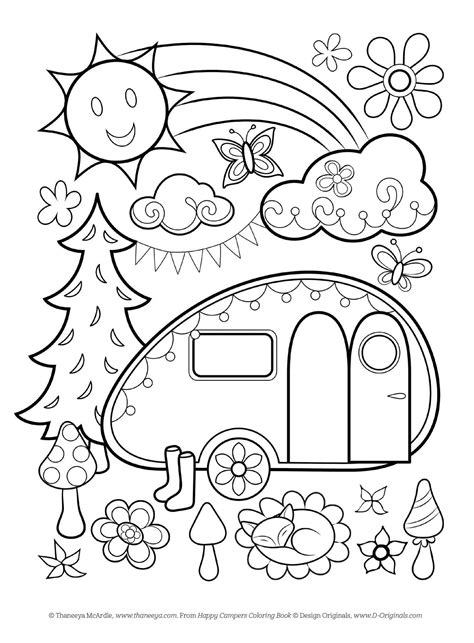 Camper Coloring Book for Adults Let Color me the camping Van Forest and Flower Design PDF