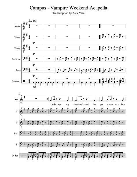 Campus Vampire Weekend Sheet Music Vocal