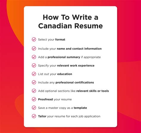 Canadian Resume Format Template