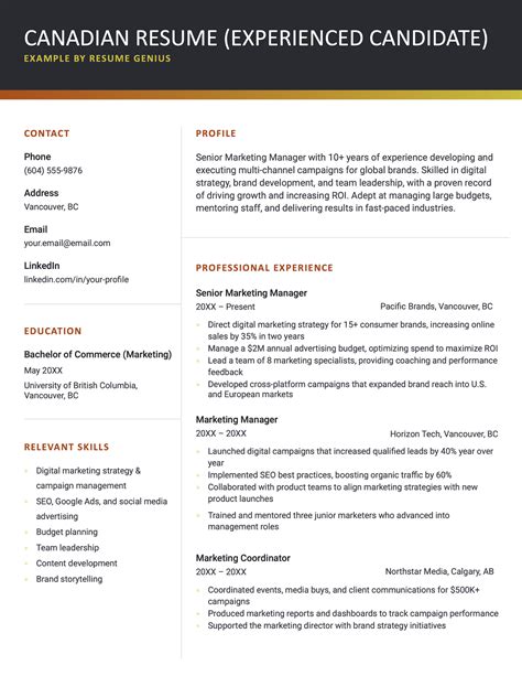 Canadian Resume Template