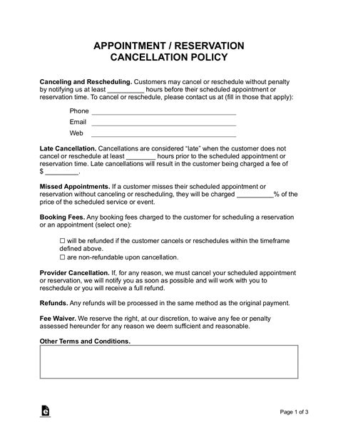 Cancellation Policy Template