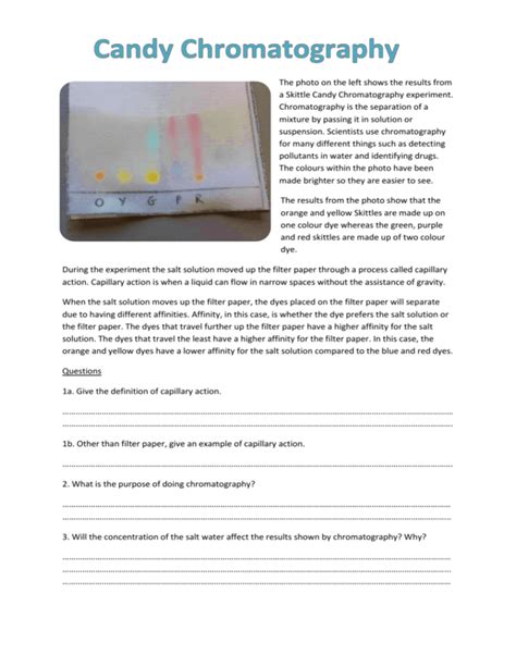 Candy Chromatography Lab Answers Doc