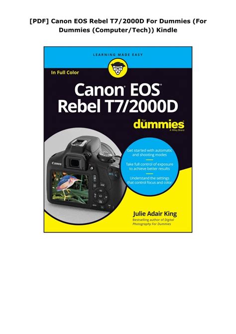 Canon EOS Rebel T7 2000D For Dummies For Dummies Computer tech Epub