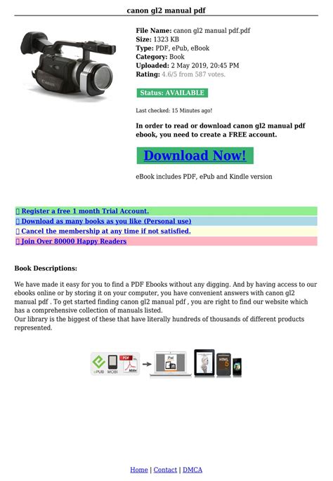 Canon Gl2 Manual Pdf Ebook Kindle Editon