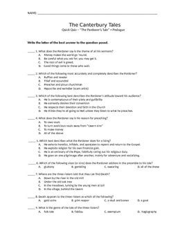 Canterbury Tales Answer Key Response And Analysis PDF