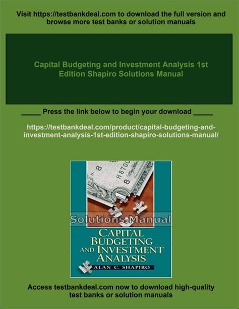 Capital Budgeting And Investment Analysis Shapiro Solutions Doc