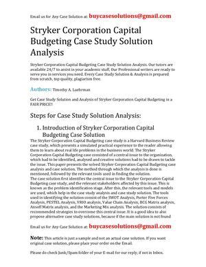 Capital Budgeting Case Study Solution Kindle Editon