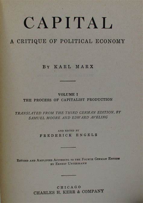 Capital a Critique of Political Economy Volume 1 the Process of Capitalist Production Reader