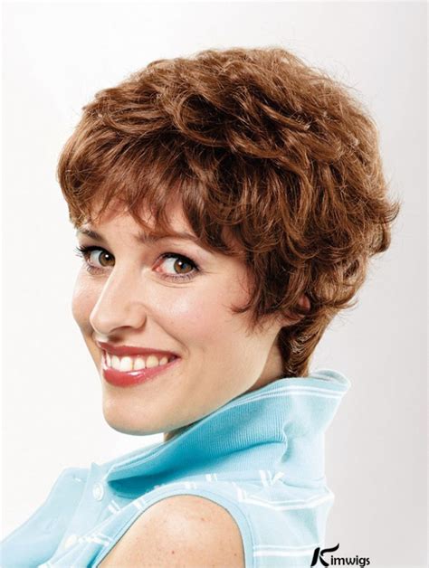 Capless 8" Wavy Short Auburn Synthetic Classic Style Wig