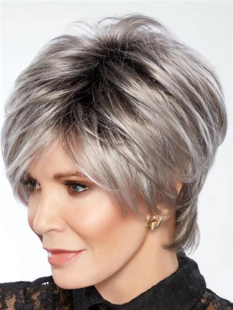 Capless 8" Wavy Short Grey Wigs