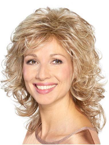 Capless Blonde Layered 14" Medium Length Wigs For Women