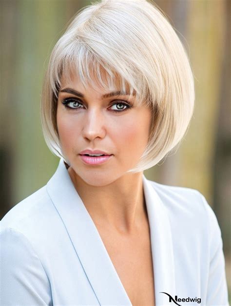 Capless Synthetic 8" Straight Platinum Blonde Short Bob Wig