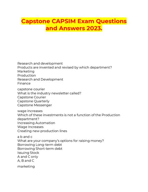 Capsim Capstone Quiz Answers Reader