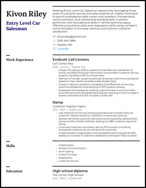 Car Salesman Resume Template