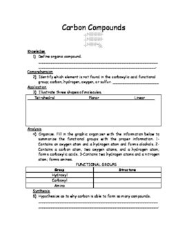 Carbon Compounds Worksheet Answers Reader