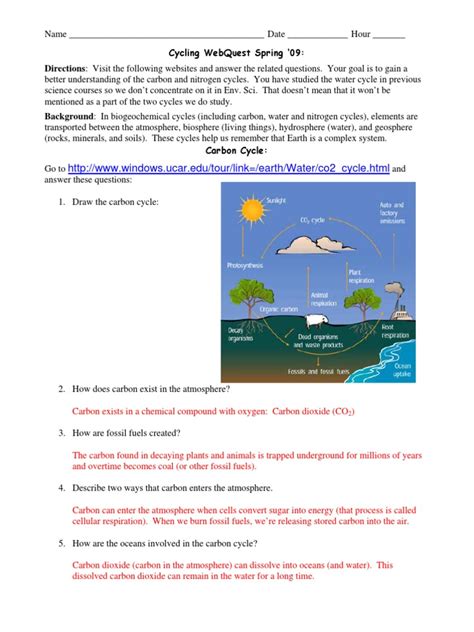 Carbon Cycle Webquest Answers Reader