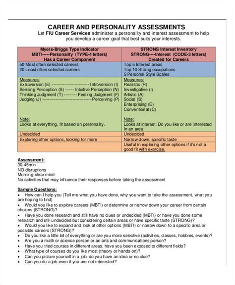 Career Personality Assessment