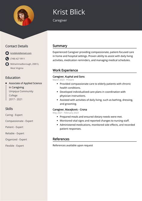 Caregiver Resume Template
