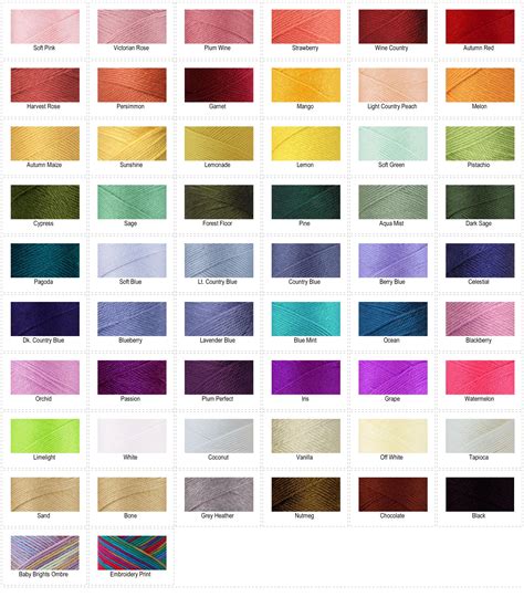 Caron Simply Soft Color Chart