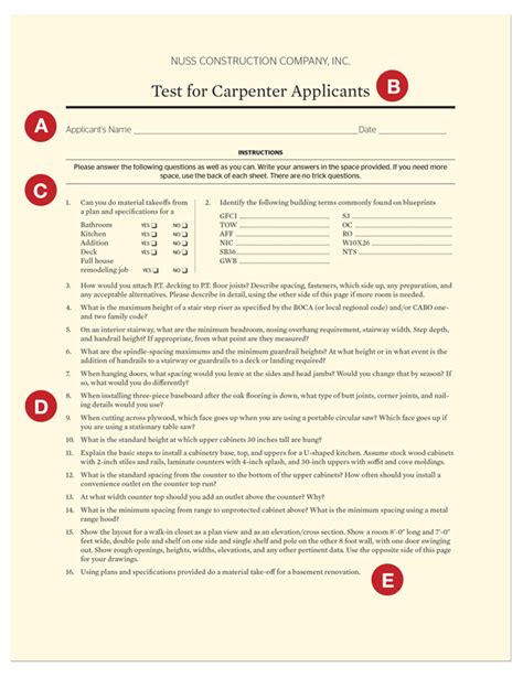 Carpenters Test Answers Reader