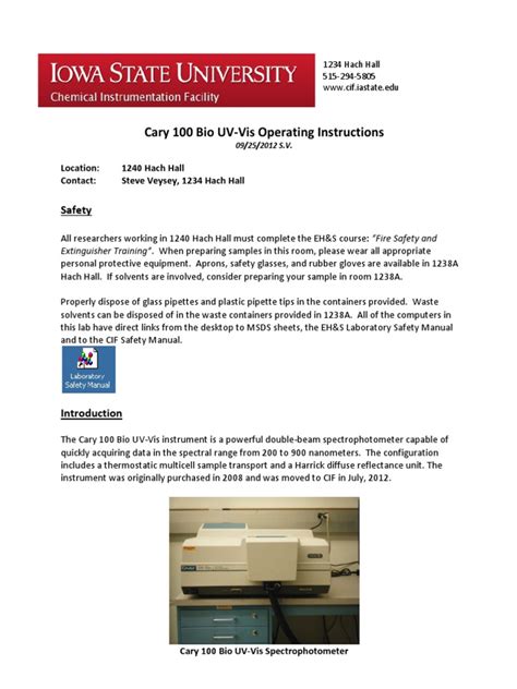 Cary 100 Bio Uv Vis Operating Instructions 119745 PDF Epub