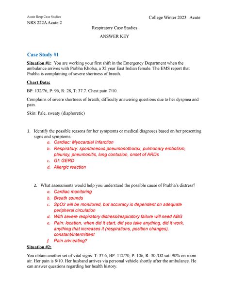 Case Studies Answer Key Doc