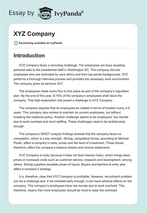 Case Study: XYZ Company