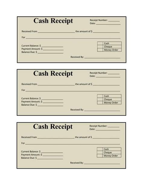 Cash Payment Receipt Template