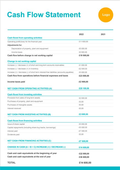 Cash Statement Template
