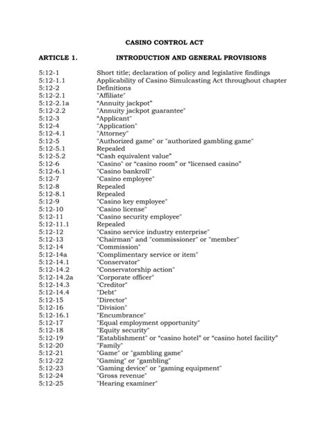 Casino Control Act