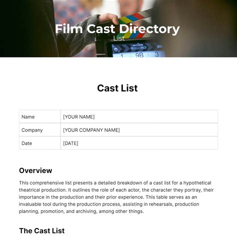 Cast List Template