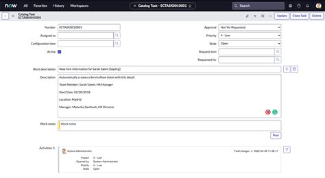 Catalog Task Table Servicenow