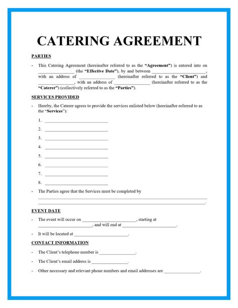 Catering Contract Agreement Template