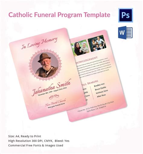 Catholic Memorial Service Program Template