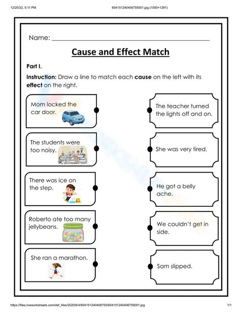 Cause And Effect Printable Worksheets For 6th Grade