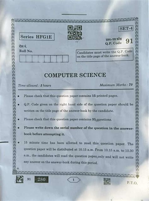 Cbse Class 12 Computer Science Question Papers With Answers Doc