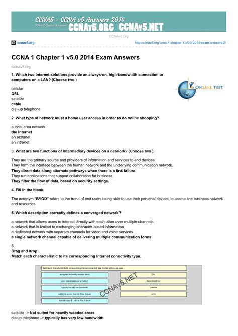 Ccna 1 Chapter 5 Exam Answers 2014 Epub