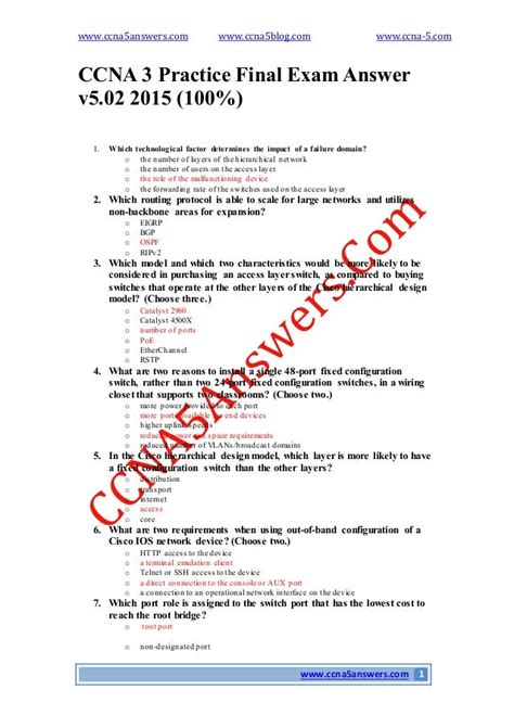 Ccna 3 Practice Final Exam Answers Doc