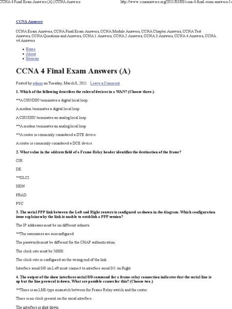 Ccna 4 Final Exam Answers 2013 PDF