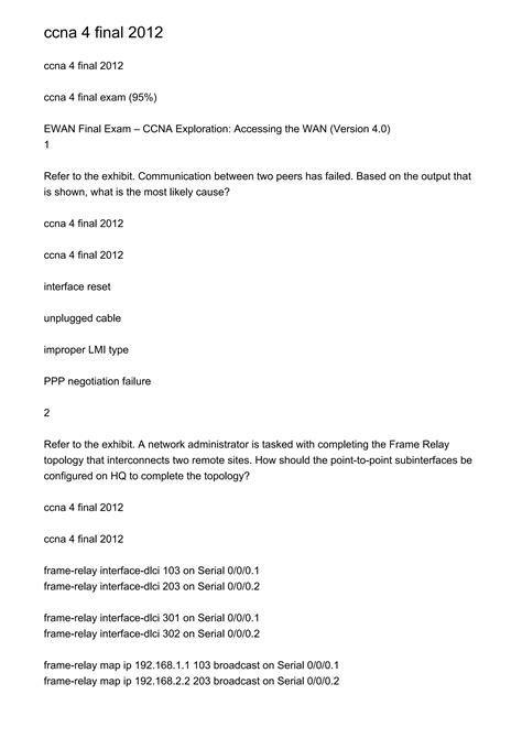 Ccna 4 Final Exam V40 Answers 2012 Reader