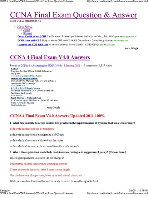 Ccna 4 Practice Final Exam Answers 2013 Reader