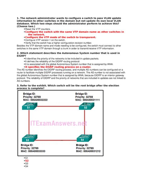 Ccna Discovery 3 Practice Final Exam Answers Doc