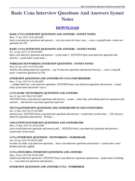 Ccna Interview Questions And Answers PDF